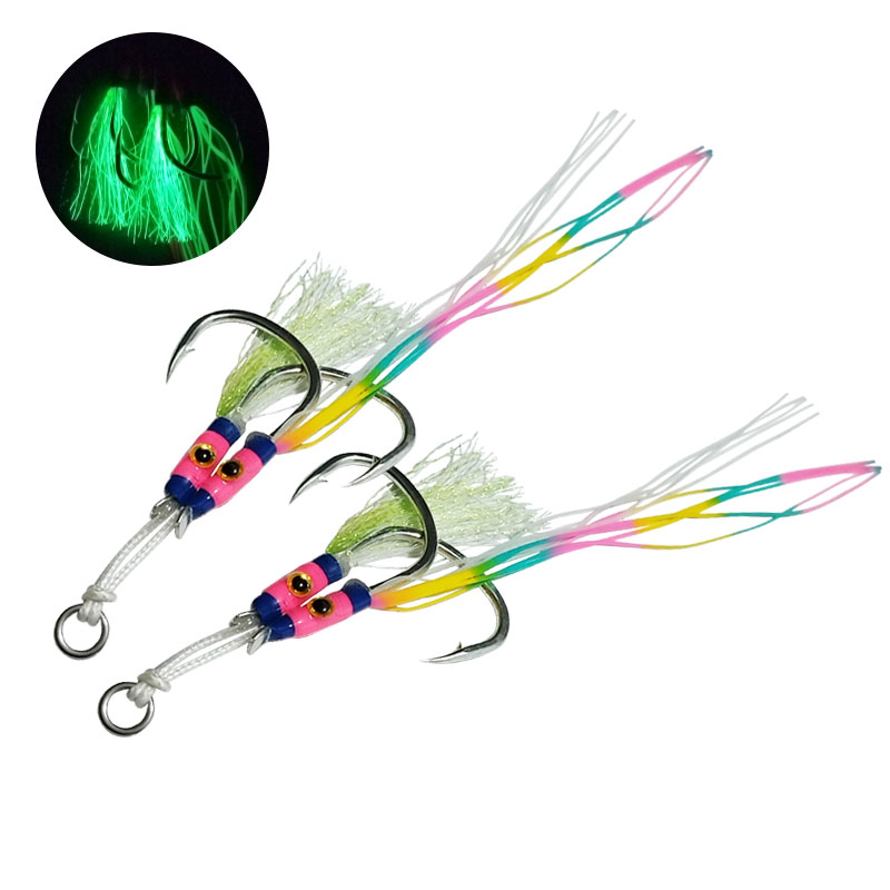 Fishing Hook Assortment - 2 Paar/Beutel Leuchtende Jig-Haken aus Hochkarbon-Stahl,
