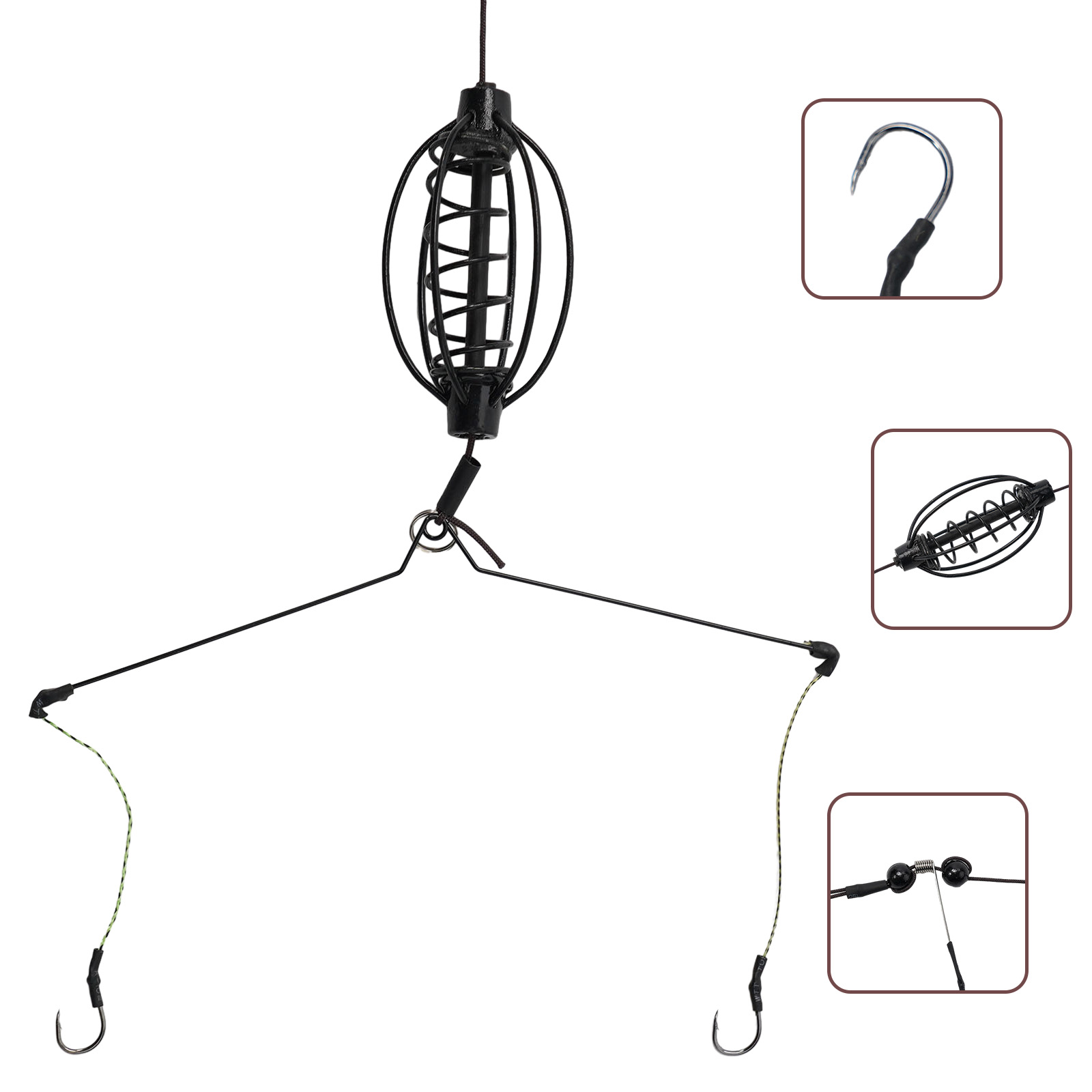 Fishing Hook Remover - 1x Karpfenangel-Futterkorb mit Feder, Köderkäfig, Füllwerkzeug,