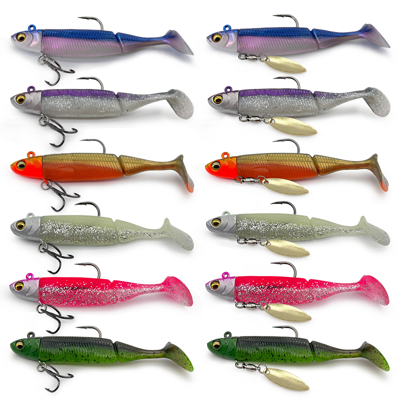 Fishing Hook Treble - 6 Stück Blei-beschichtete Angelköder, ultralange Weichköder-Spinner-/Dreifachhaken-Sets,
